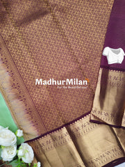 KORVAI CHECKS SAREE PISTA BROWN